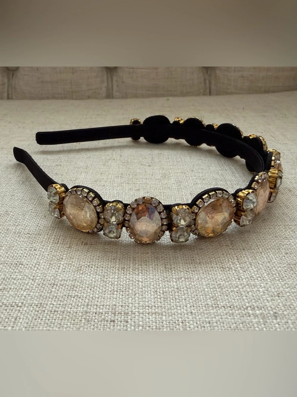 Rhinestone Embellished Gold & Ivory Headbands